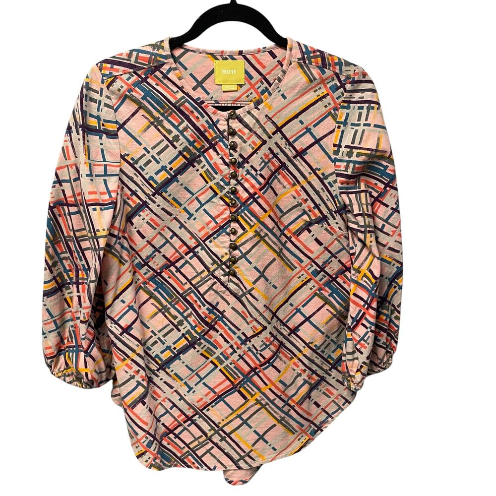 Anthropologie Maeve Multicolor Bethesda Flannel Cotton Top Womens Medium